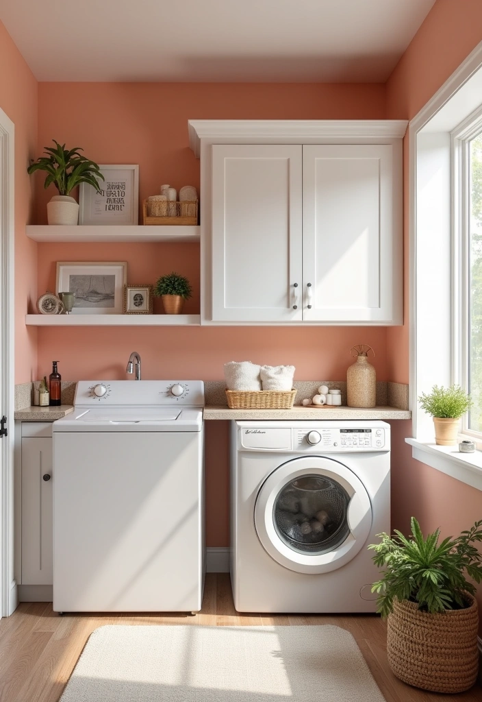21 Laundry Room Paint Ideas to Transform Your Space - 14. Charming Peach