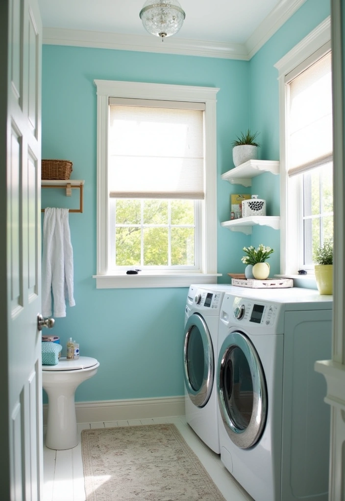 21 Laundry Room Paint Ideas to Transform Your Space - 16. Soft Sky Blue