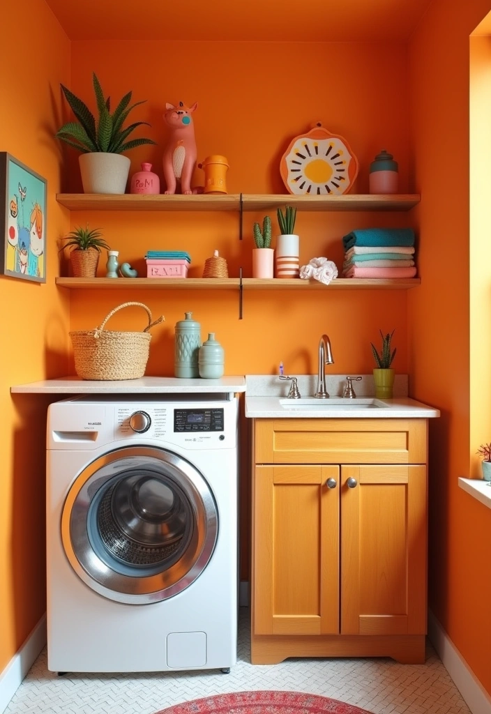 21 Laundry Room Paint Ideas to Transform Your Space - 17. Bright Tangerine