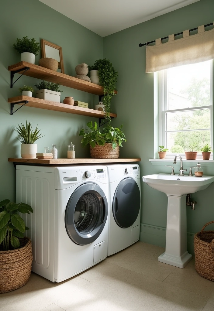 21 Laundry Room Paint Ideas to Transform Your Space - 18. Muted Sage