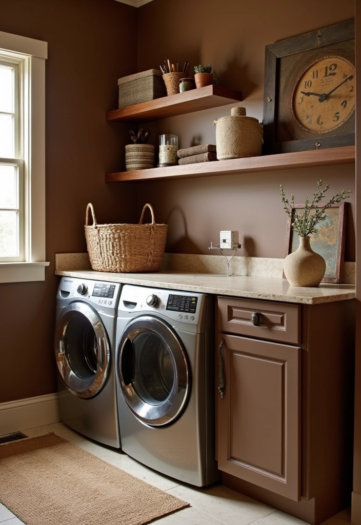 21 Laundry Room Paint Ideas to Transform Your Space - 19. Warm Chocolate Brown