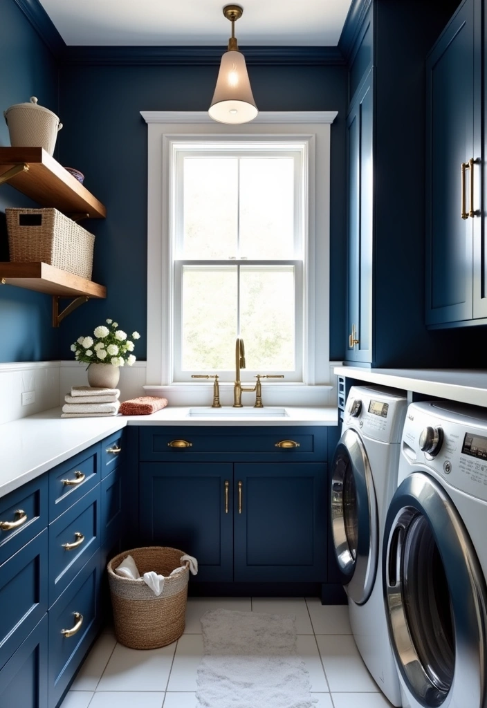 21 Laundry Room Paint Ideas to Transform Your Space - 2. Bold Navy Blue