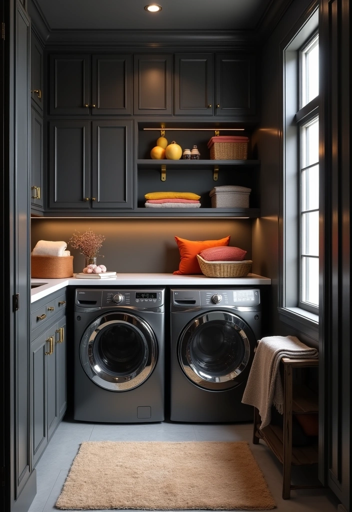 21 Laundry Room Paint Ideas to Transform Your Space - 21. Sophisticated Charcoal