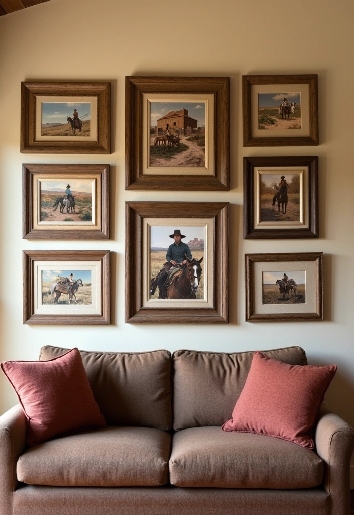 21 Modern Western Living Room Ideas - 5. Wild West Wall Art