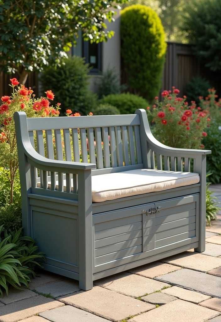 21 Tiny Backyard Ideas - 11. Garden Bench with Storage