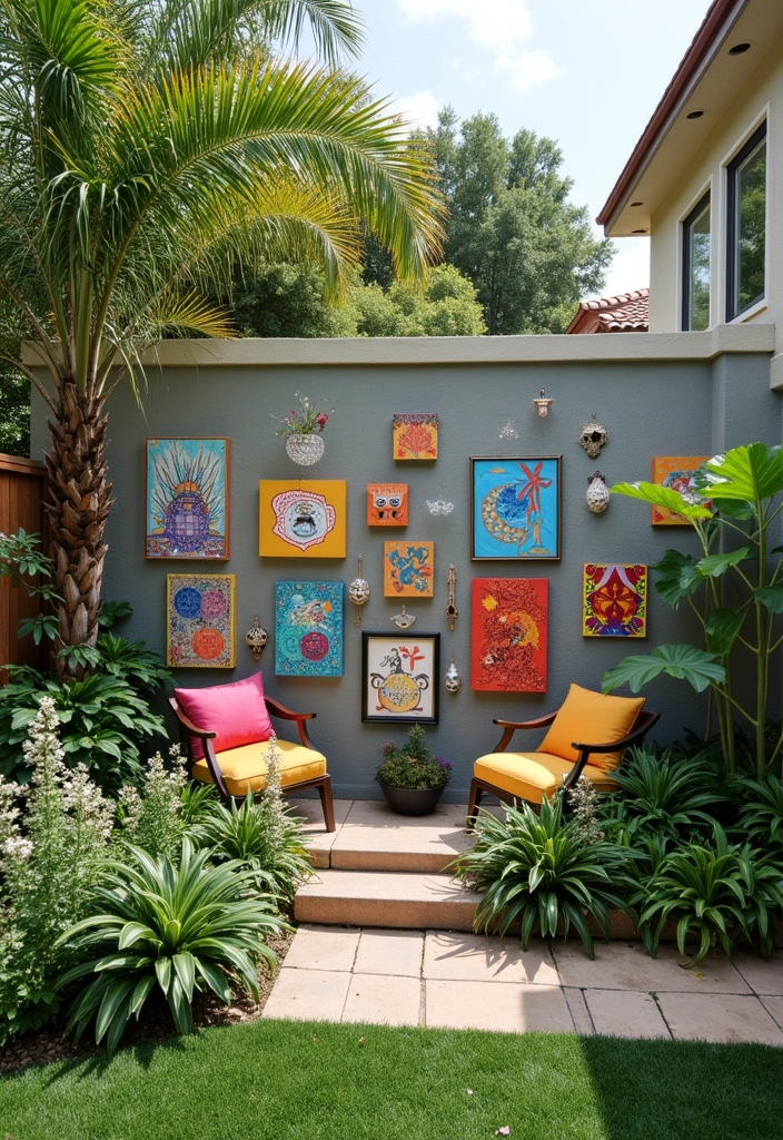 21 Tiny Backyard Ideas - 9. Outdoor Art Display