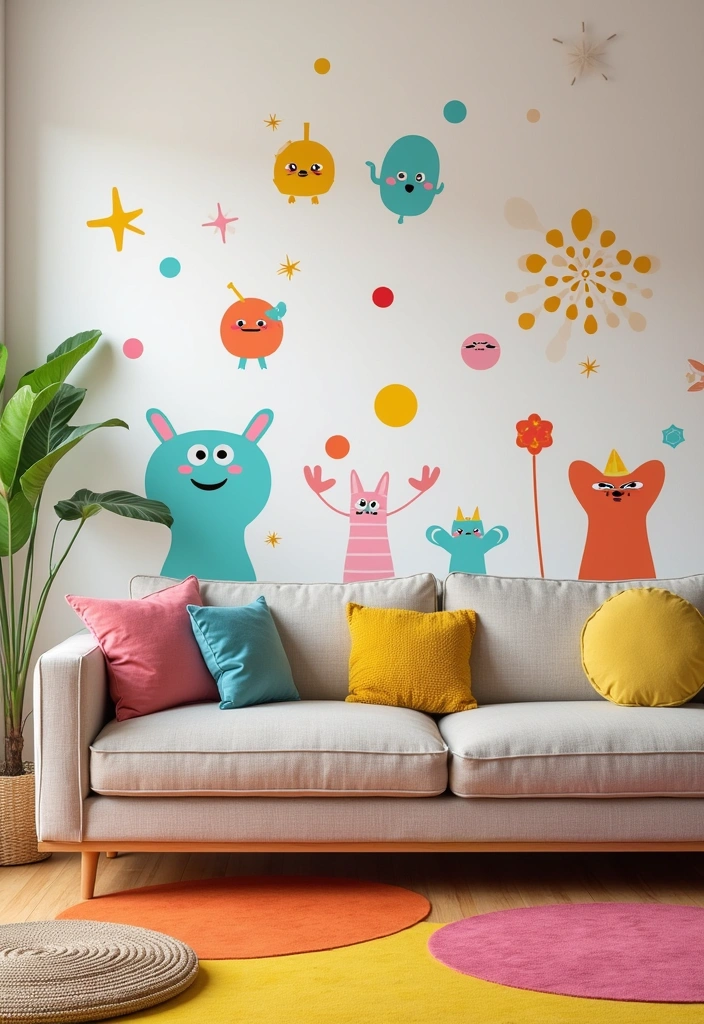 21 Toca Boca Living Room Ideas - 16. Playful Wall Decals