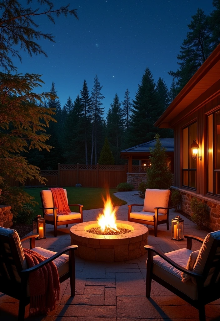 22 Back Patio Ideas to Transform Your Outdoor Space - 1. Cozy Fire Pit Retreat