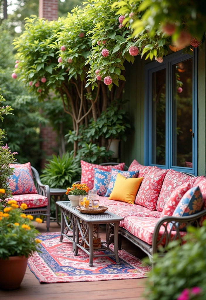 22 Back Patio Ideas to Transform Your Outdoor Space - 13. Vibrant Outdoor Pillows