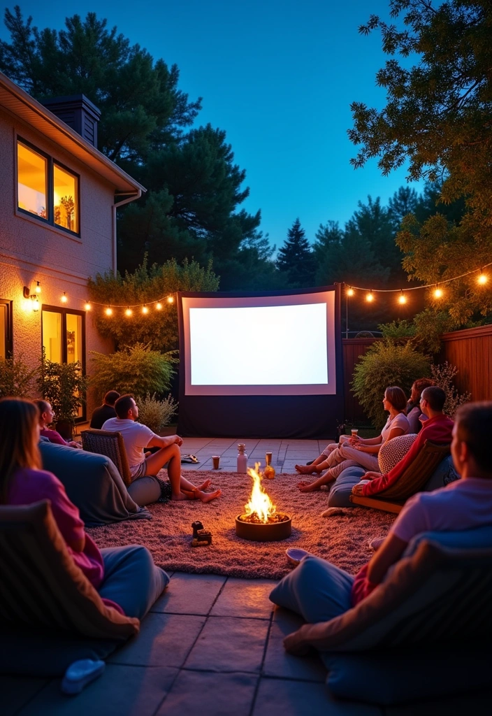 22 Back Patio Ideas to Transform Your Outdoor Space - 15. Outdoor Movie Setup
