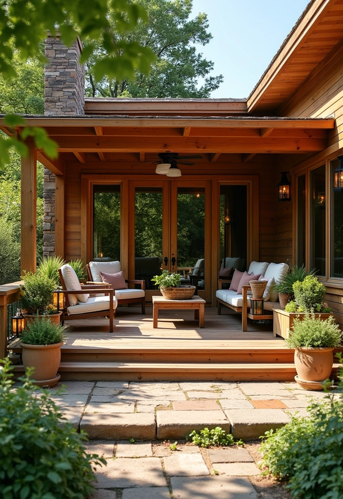 22 Back Patio Ideas to Transform Your Outdoor Space - 19. Rustic Wooden Deck