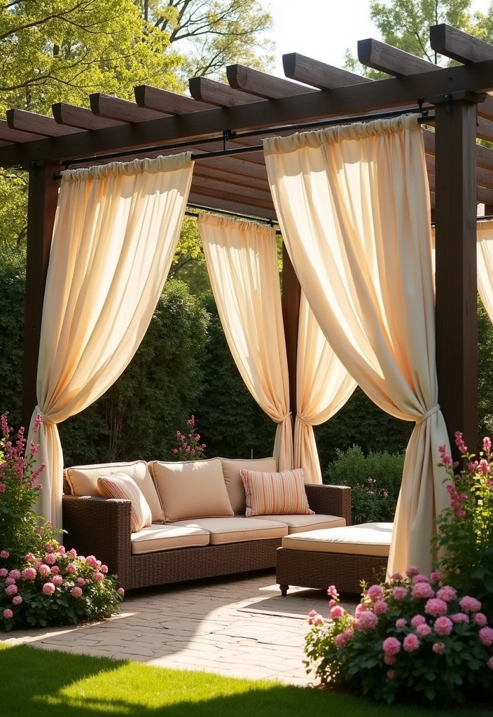22 Backyard Privacy Ideas - 11. Pergolas with Drapes