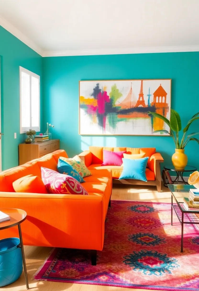 22 Chic Living Room Ideas to Transform Your Home Decor - 5. Bold Color Palettes