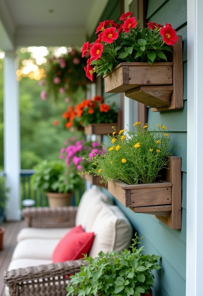 22 Cozy Front Porch Ideas - 16. Wall-Mounted Planters