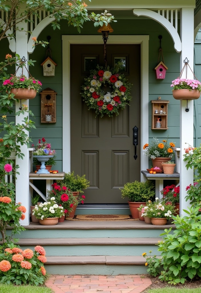 22 Cozy Front Porch Ideas - 19. Quaint Birdhouses