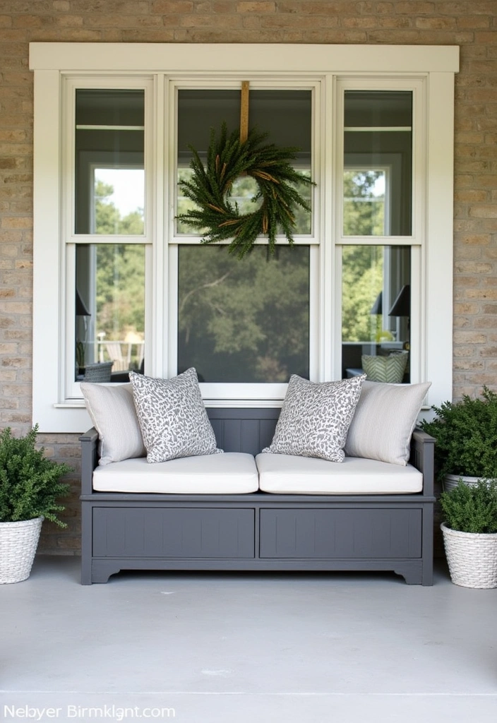 22 Cozy Front Porch Ideas - 20. Functional Storage Solutions