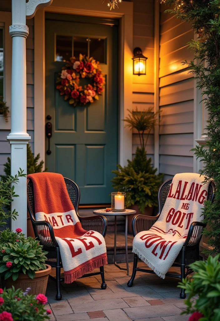 22 Cozy Front Porch Ideas - 22. Personalized Throw Blankets