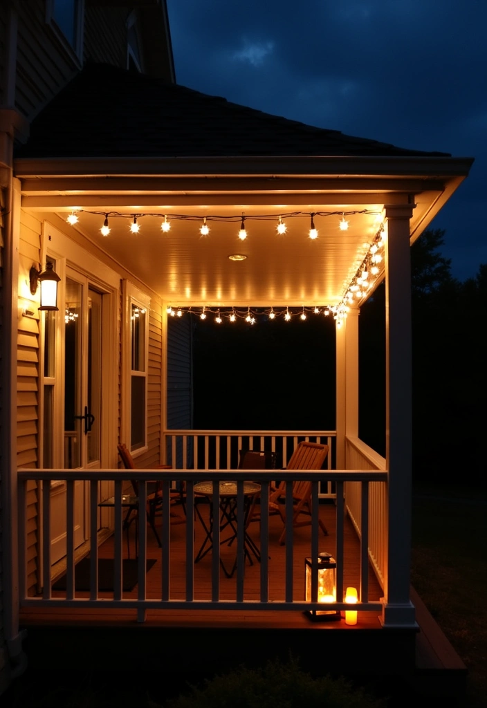 22 Cozy Front Porch Ideas - 3. Warm Lighting