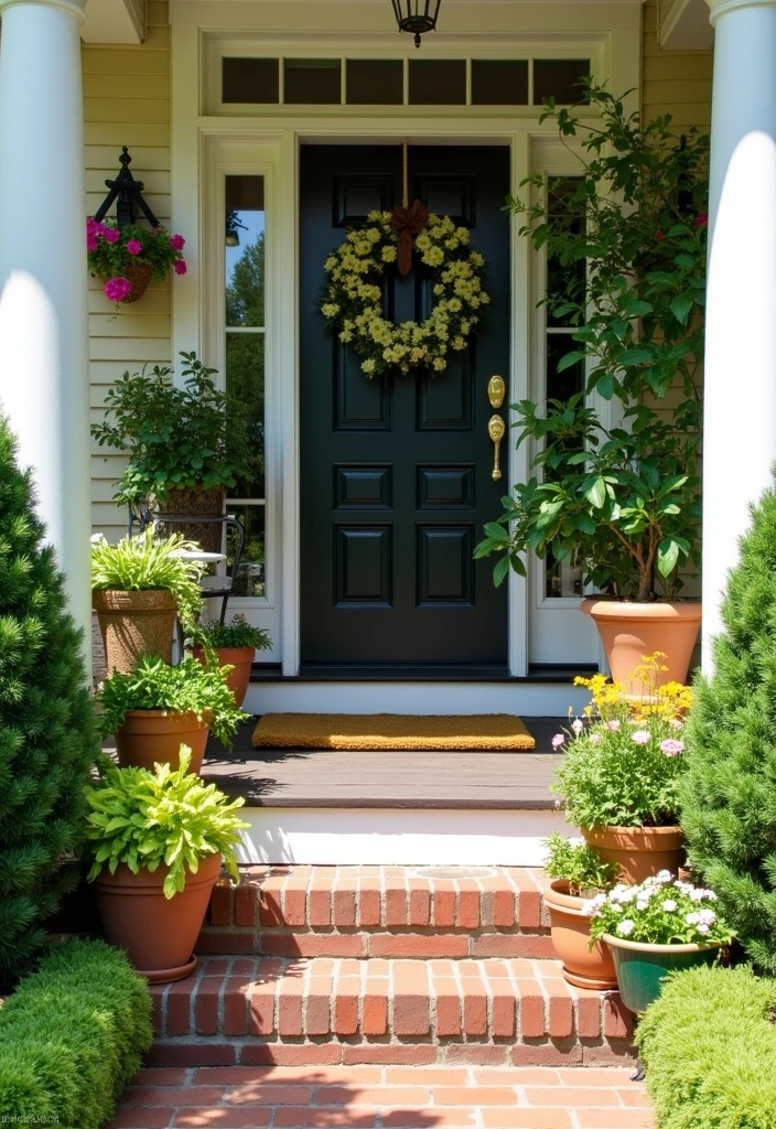 22 Cozy Front Porch Ideas - 7. Potted Plants and Greenery