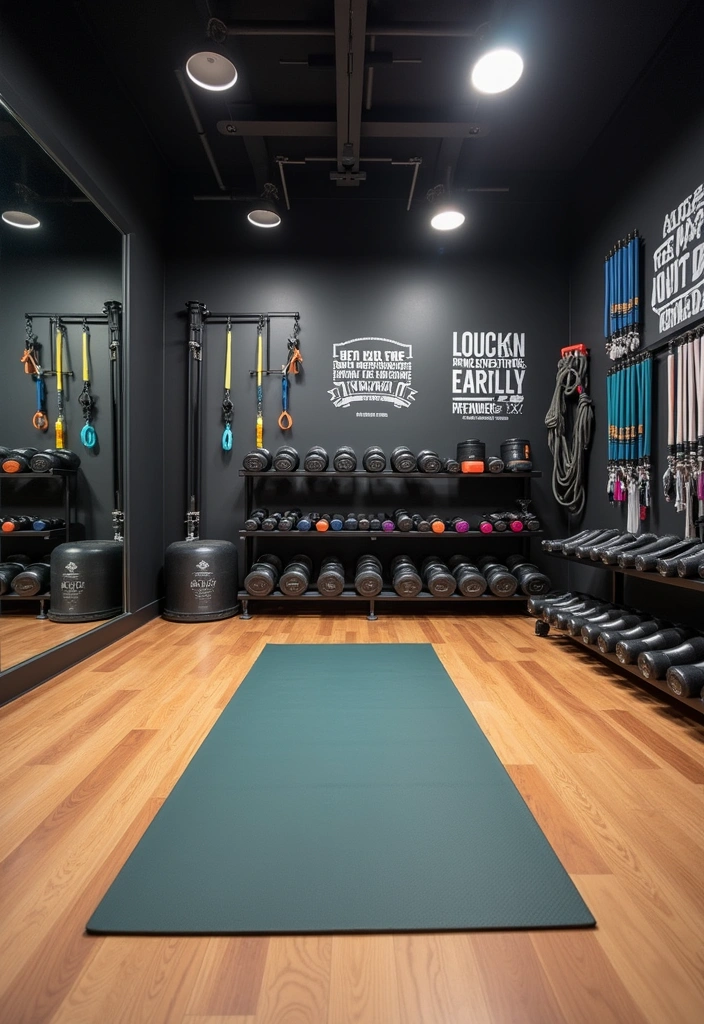 22 Cozy Hobby Room Ideas - 12. Dynamic Workout Space