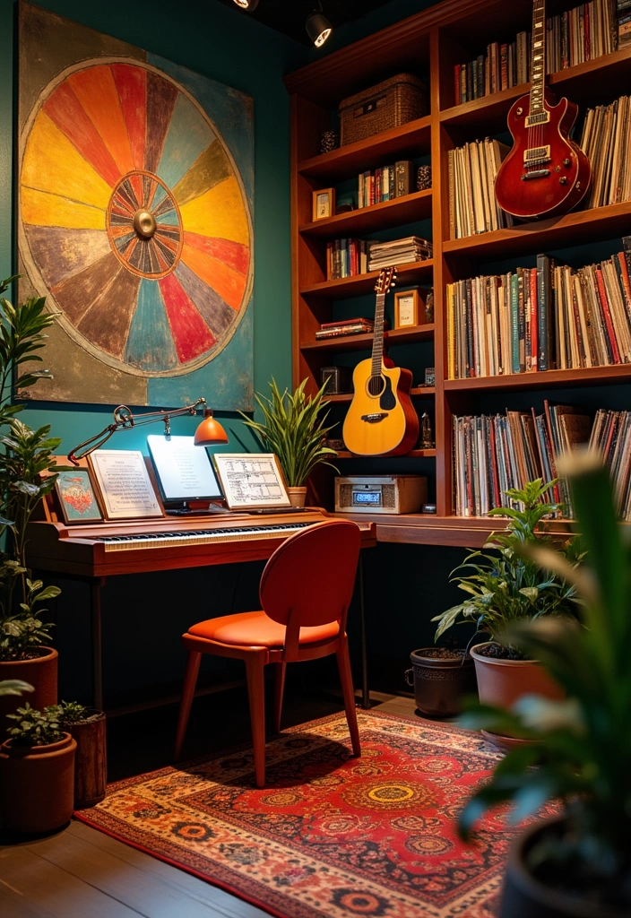 22 Cozy Hobby Room Ideas - 8. Lively Music Corner