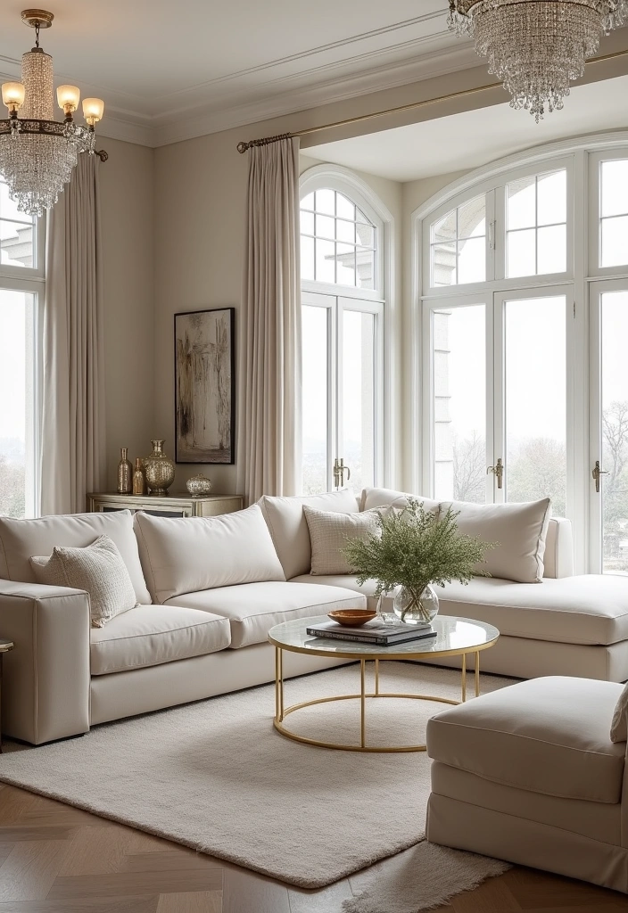 22 Elegant Living Room Design Ideas - 17. Glamorous Neutrals