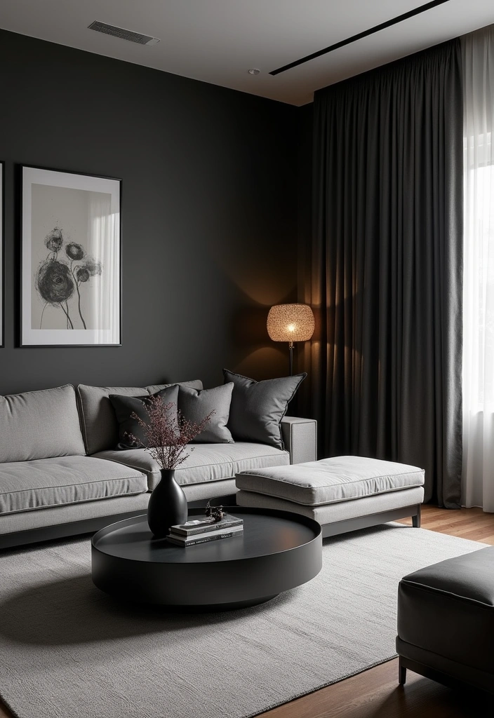 22 Elegant Living Room Design Ideas - 20. Sophisticated Monochrome