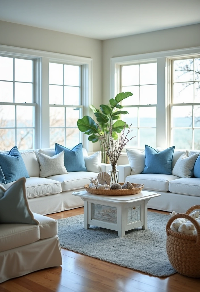 22 Elegant Living Room Design Ideas - 9. Coastal Breeze