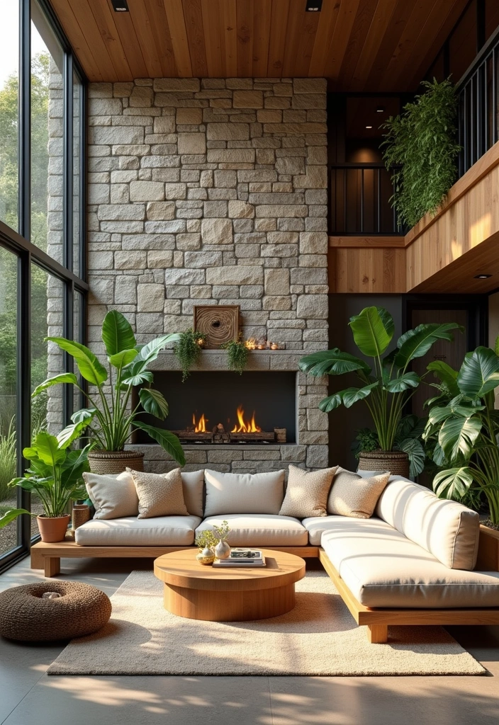 22 Green Living Room Ideas - 13. Incorporating Natural Elements