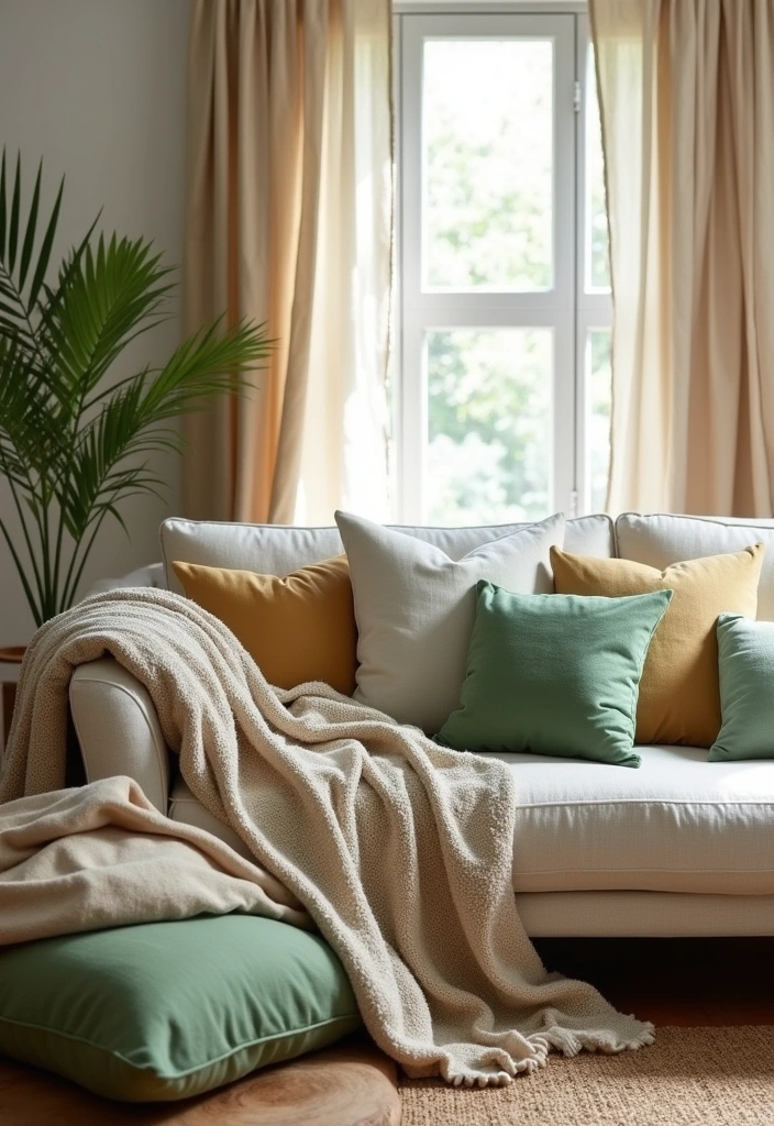 22 Green Living Room Ideas - 3. Eco-Friendly Textiles