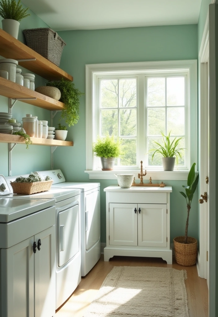 22 Laundry Room Paint Ideas to Transform Your Space - 1. Soothing Seafoam Green