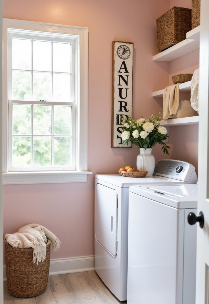 22 Laundry Room Paint Ideas to Transform Your Space - 12. Soft Blush Pink