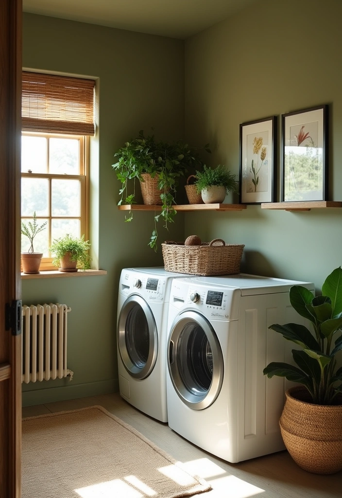 22 Laundry Room Paint Ideas to Transform Your Space - 13. Earthy Olive Green