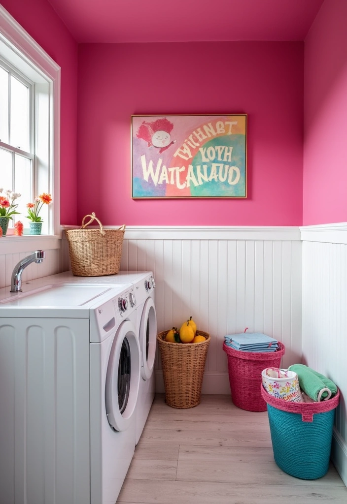 22 Laundry Room Paint Ideas to Transform Your Space - 14. Vibrant Fuchsia