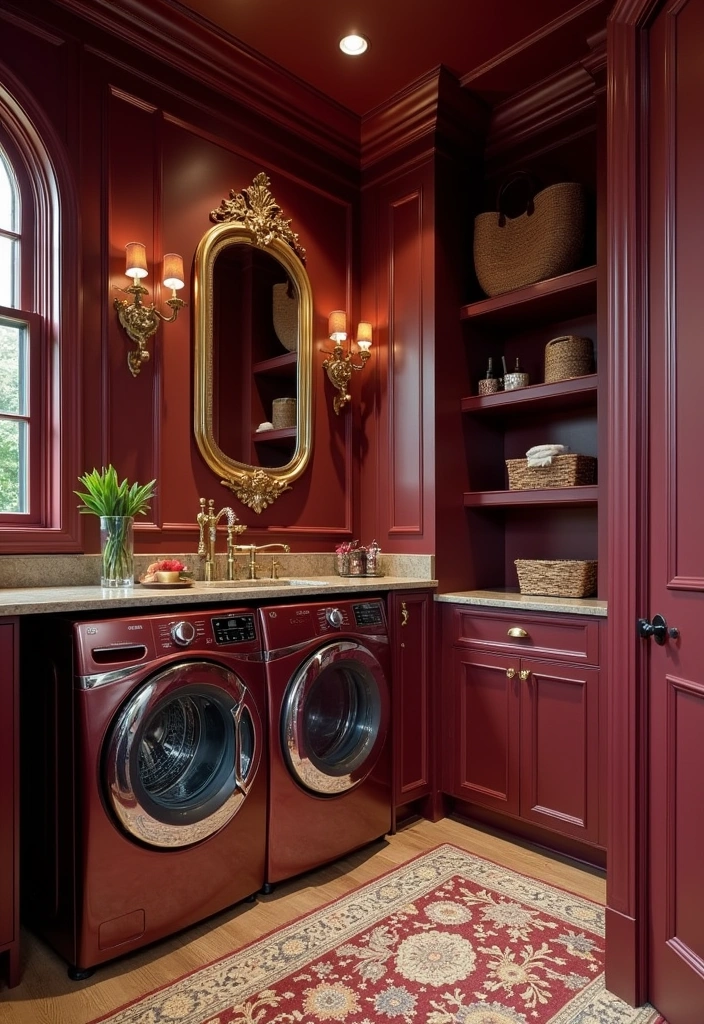 22 Laundry Room Paint Ideas to Transform Your Space - 17. Rich Maroon