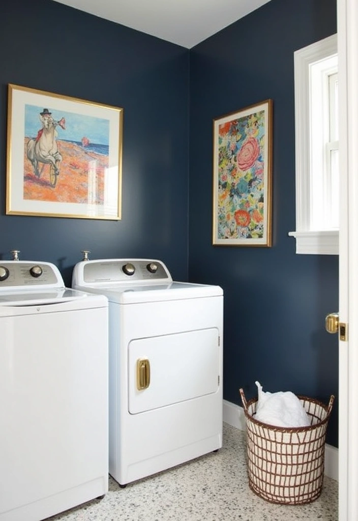 22 Laundry Room Paint Ideas to Transform Your Space - 2. Bold Navy Blue