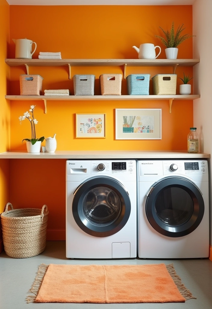 22 Laundry Room Paint Ideas to Transform Your Space - 20. Bright Tangerine