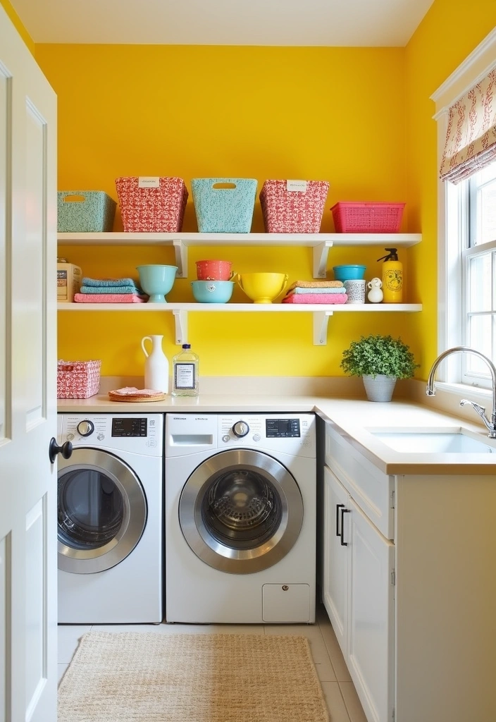 22 Laundry Room Paint Ideas to Transform Your Space - 3. Cheerful Yellow