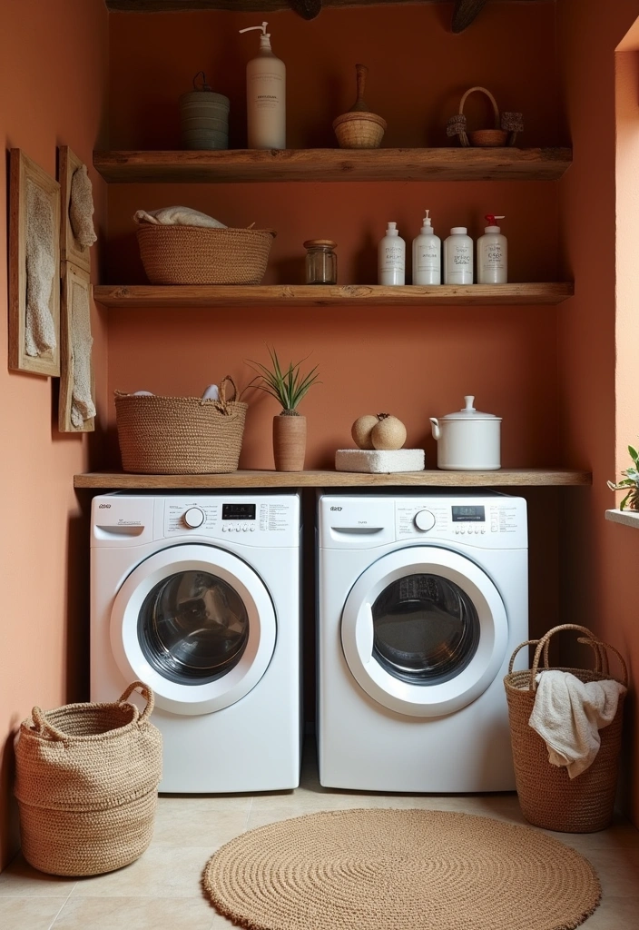 22 Laundry Room Paint Ideas to Transform Your Space - 6. Rustic Terracotta