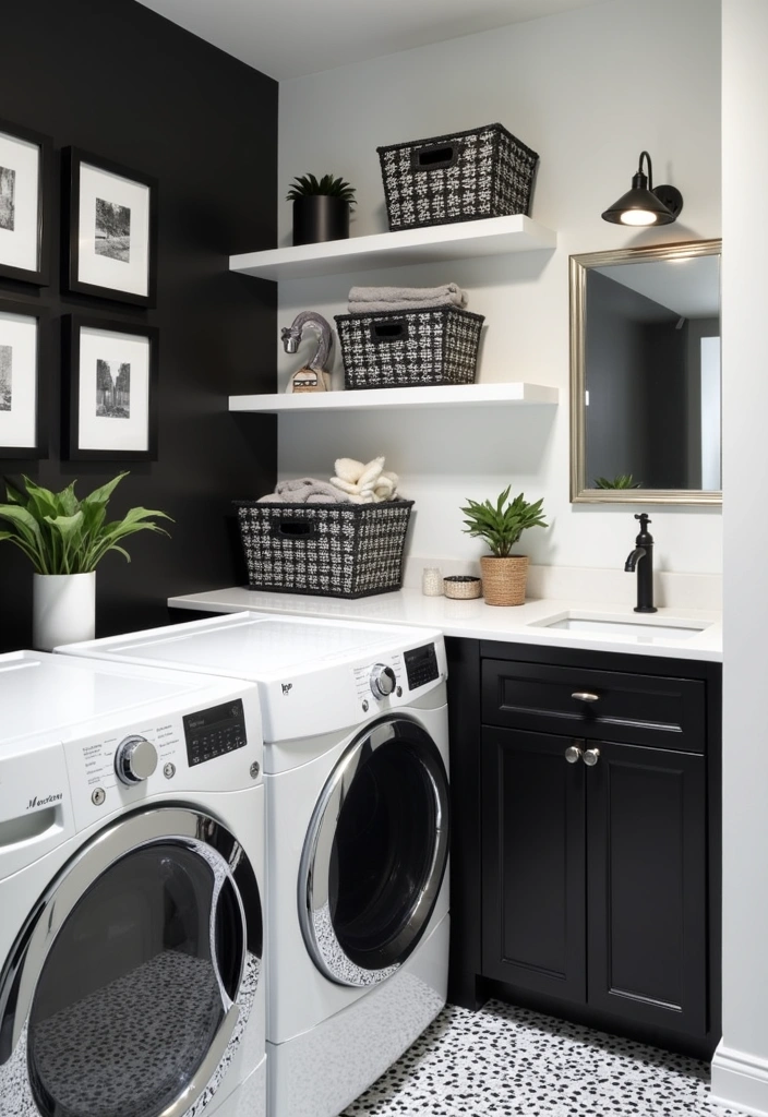 22 Laundry Room Paint Ideas to Transform Your Space - 7. Modern Black and White