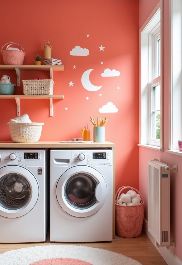 22 Laundry Room Paint Ideas to Transform Your Space - 9. Bright Coral