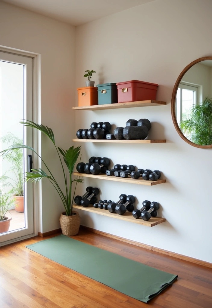 22 Small Workout Room Ideas - 1. Vertical Storage Solutions