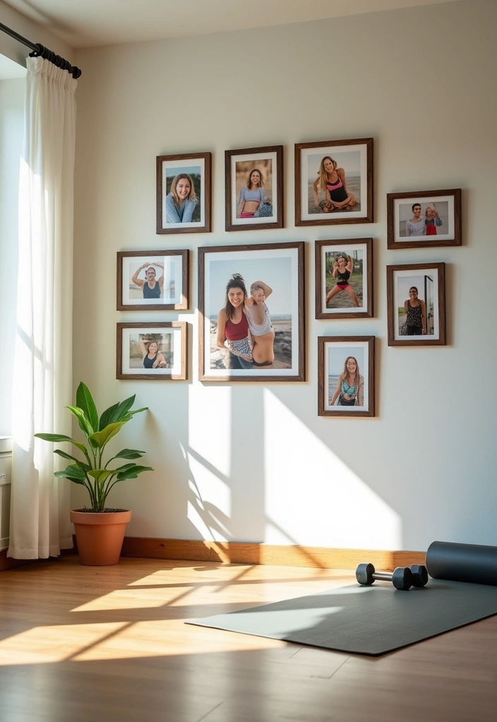 22 Small Workout Room Ideas - 11. Personal Touch with Photos