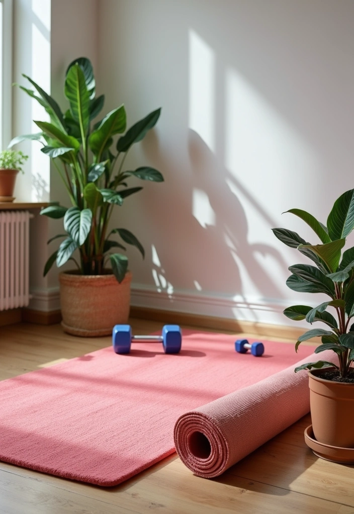 22 Small Workout Room Ideas - 13. Use of Rugs for Comfort