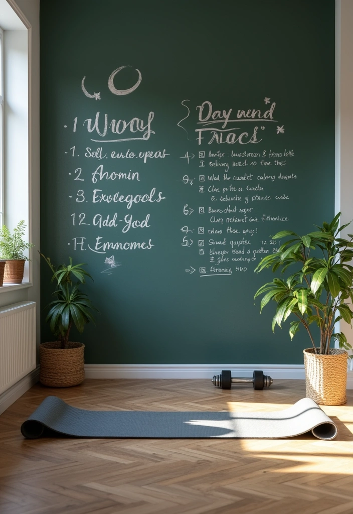 22 Small Workout Room Ideas - 19. Use of Chalkboards or Whiteboards