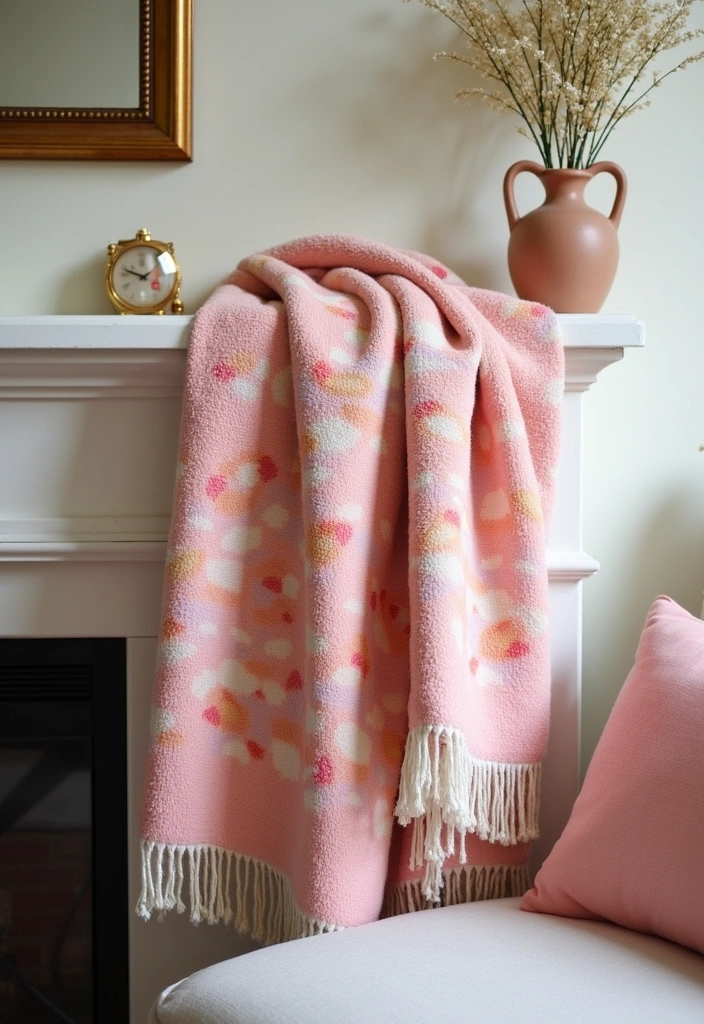 22 Spring Mantel Decorating Ideas - 11. Seasonal Throw Blankets