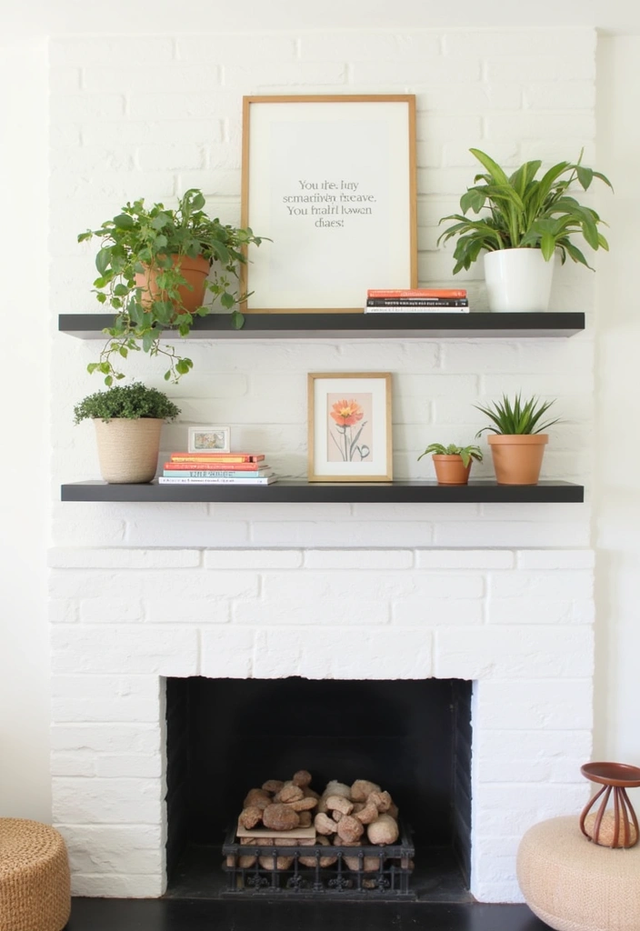 22 Spring Mantel Decorating Ideas - 12. Floating Shelves