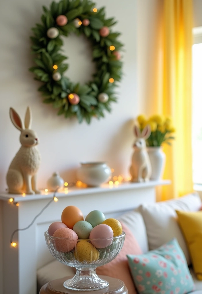 22 Spring Mantel Decorating Ideas - 2. Decorative Easter Accents