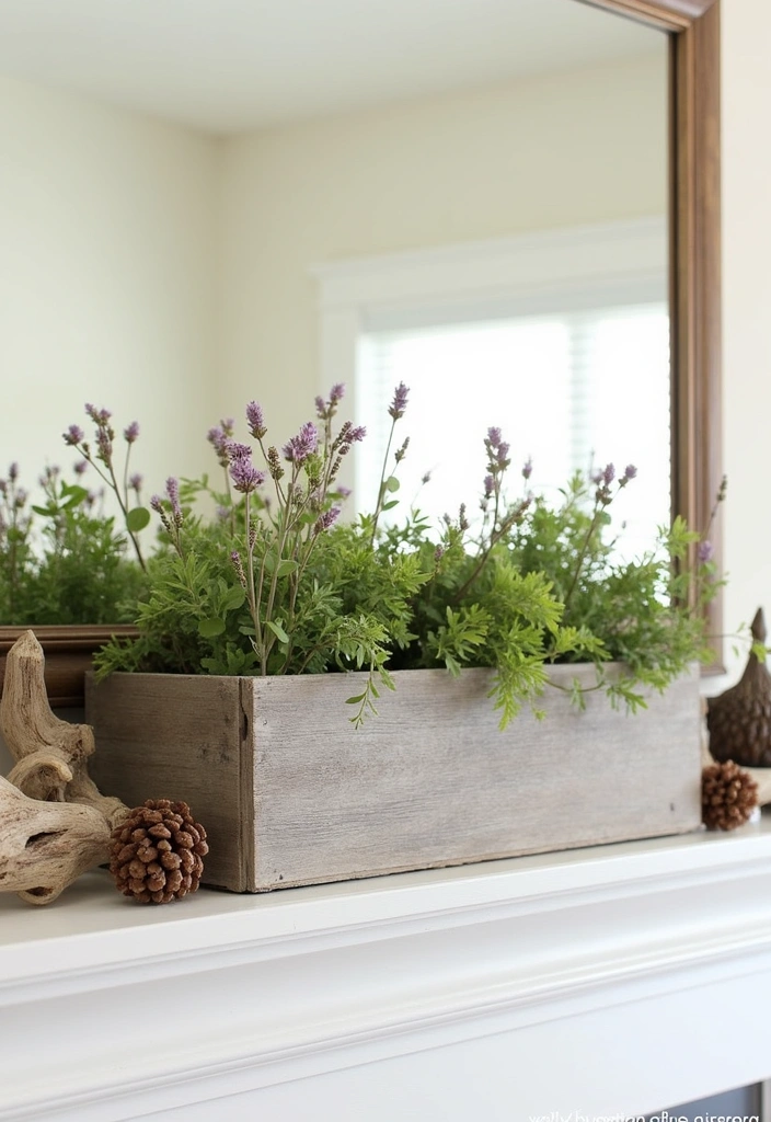 22 Spring Mantel Decorating Ideas - 3. Rustic Wooden Touches