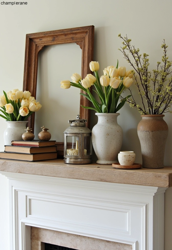 22 Spring Mantel Decorating Ideas - 8. Vintage Finds